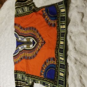 Colorful Unisex Size Medium African Dashiki Shirt Orange Black